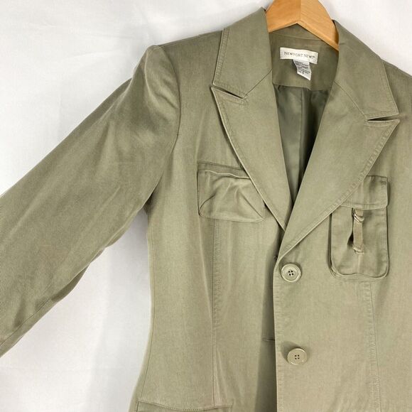 Vintage Newport News Barn Chore Blazer Jacket Women Size 4‎ Olive Green Utility - Picture 5 of 9